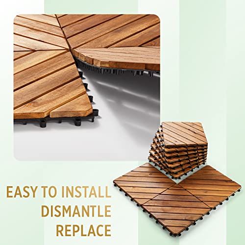 Interlocking Deck Tile (Pack of 10, 12"x12") Acacia Hardwood Deck Tile