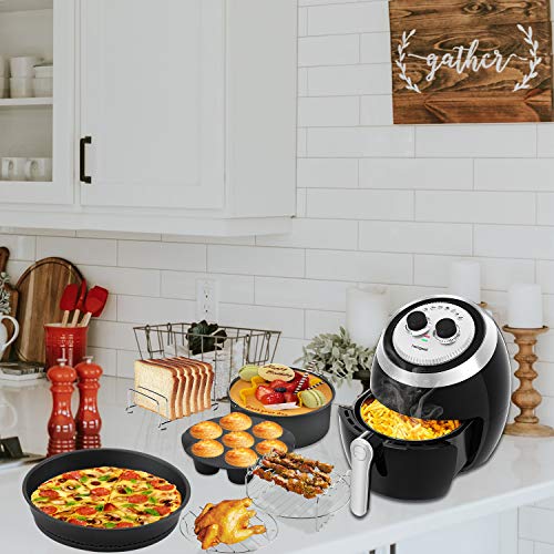 8 Inch Air Fryer Accessories, Apsung 14 Pcs Air Fryer Accessories Compatible with Growise Phillips Cozyna Fit all 5.2QT-6.3QT Air Fryer with Recipe Cookbook, FDA Approved
