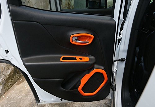 FMtoppeak 4 pcs Car Inner Door Handle Bowl Cover Trim Frame for Jeep Renegade 2014 UP Orange