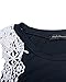 StyleDome Women's Casual Long Sleeve Lace Shirt Cold Shoulder Fall Tops Basic Tee Crochet Blouses 3-Navy M