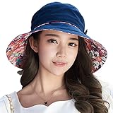 Siggi Bucket Boonie Cord Fishing Beach Cap Summer Sun Hat Bowknot Wide Brim for Women Navy