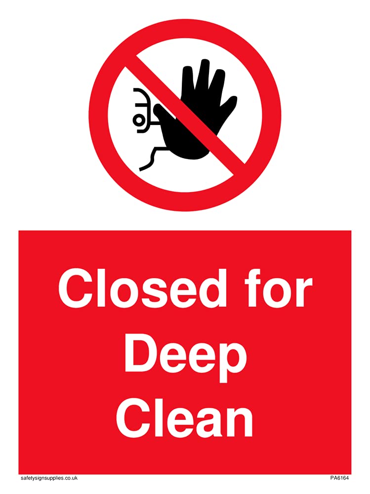 Pack of five - Closed for Deep Clean Sign - 150x200mm - A5P