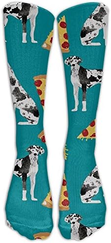 Great Dane Pizza Tube Socks For Women & Men - Graduated Athletic Fit For Running, Nurses, Flight Travel, Skiing…