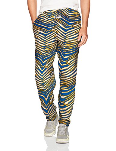 Zubaz Men's Standard Classic Zebra Printed Athletic Lounge Pants, Royal/Gold, XL