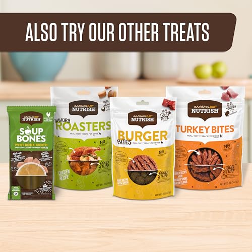NUTRISH TRIPLE DELIGHTS PREMIUM DOG TREATS FOR DOGS WITH REAL CHICKEN, BACON, AND PEANUT BUTTER, 28 OZ. POUCH