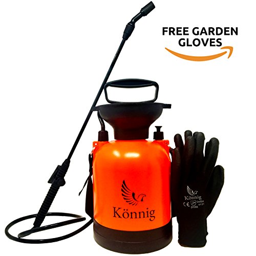 Könnig 0.8-2.0 Gallon Lawn, Yard and Garden Pressure Sprayer For Chemicals, Fertilizer, Herbicides and Pesticides with FREE Pair of Garden Gloves