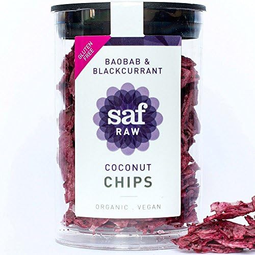 Saf Raw Coconut Chips - Baobab &amp; Blackcurrant 30g