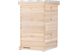POLLIBEE Bee Hive,10 Frame Bee Hives Boxes Starter Kit, Langstroth Beehives Include 2 Deep Hive Boxes and 1 Medium Super Bee Box, Include Bee Hive Frames and Wax Foundation Sheet.