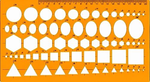 Template 5 Patterns Ruler Stencil Assorted - Circle, Ellipse, Hexagon, Square, Triangle