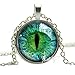 Taylor9005 Silver Photo Prismatic Green Cat Eye Pendant Necklace Green