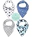 Reversible & Waterproof Cotton Baby Bandana Drool Bibs for Girls with Adjustable Snaps, Pack of 4, Soft Absorbent Cute Modern Premium Bib Set for Teething Drooling