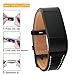 Mornex Replacement Leather Band Compatible with Fitbit Charge 2, Classic Genuine Leather Wristband for Men Women(Black-Black Buckle)