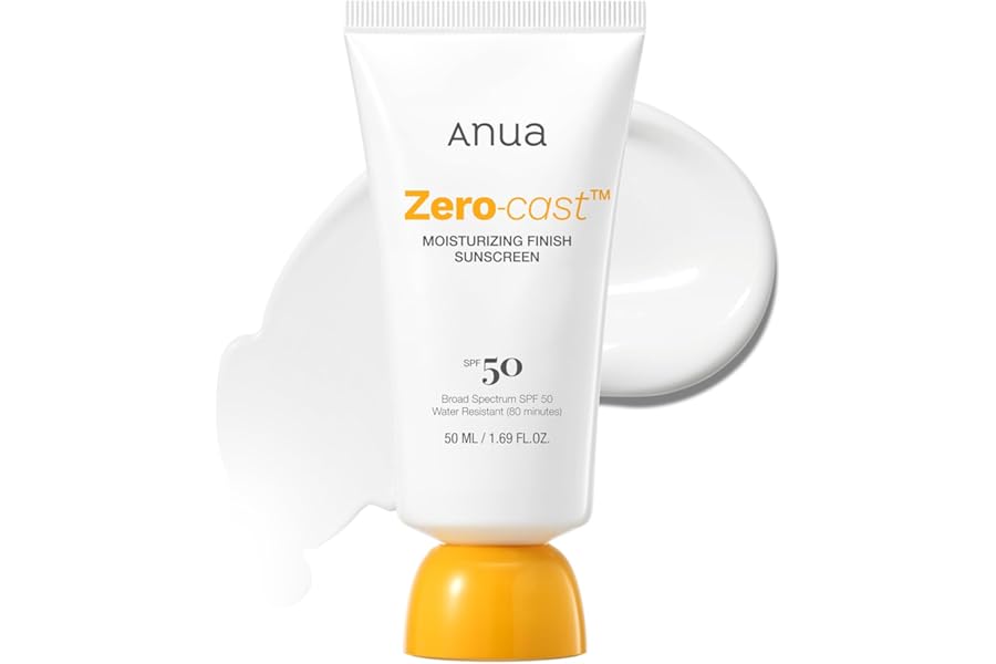 Anua Zero-Cast Moisturizing Finish Sunscreen,SPF 50, Glow Natural Sunscreen,No White Cast, Hyaluronic Acid, Niacinamide Sun Block For face,Oil-Free, Oxybenzone Free, Travel Essential (50ml/1.69fl.oz)