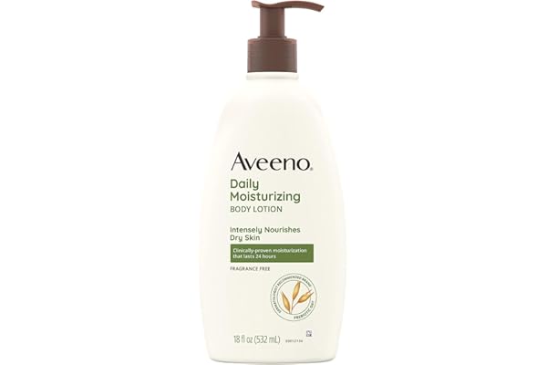 Aveeno Daily Moisturizer, Body Lotion, For Dry Skin, Prebiotic Oat Fragrance Free, 18 fl. oz, Pack of 1
