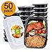 Glotoch 50pack 32ounce Food Storage Containers Set with Lid for Meal Prep and Portion Control in 2 Compartment Bento Box-Microwaveable, Freezer & Dishwasher Safe primary