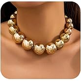CIWEAI Chunky Gold Balls Statement Necklace for Women Vintage Round Ball Beads Choker Exaggerated Large Beaded Collar Necklaces Fashion Large Bead Jewelry Gifts