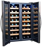 NewAir AW-321ED 32 Bottle Dual Zone Thermoelectric Wine Cooler, Stainless Steel & Black