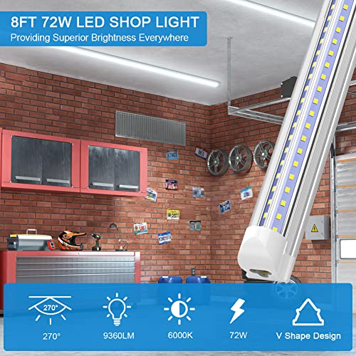 SHOPLED 8FT LED Shop Light, 72W 9360LM 6000K Cool White, High Output