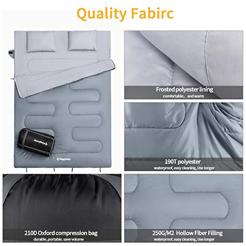 KingCamp Oversize Sleeping Bag Double Sleeping Bags for Adults 3 Season Backpacking Sleeping