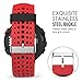 MoKo Watch Band Compatible with Garmin Forerunner 235, Soft Silicone Replacement Watch Band fit Garmin Forerunner 235/235 Lite/220/230/620/630/735XT/Approach S20/S6/S5 - Red & Black