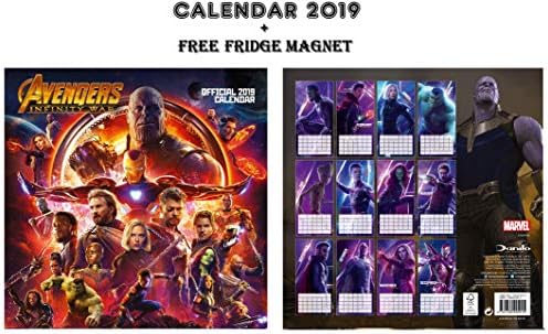 Avengers Infinity WAR Official Calendar 2019 + Marvel Fridge Magnet