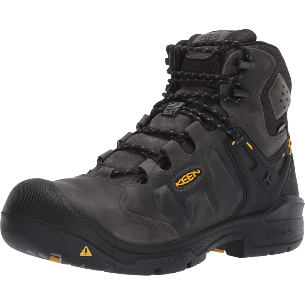 KEEN Utility Men’s Dover 6″ Composite Toe Waterproof Work Boot, Magnet/Black, 7 Wide US