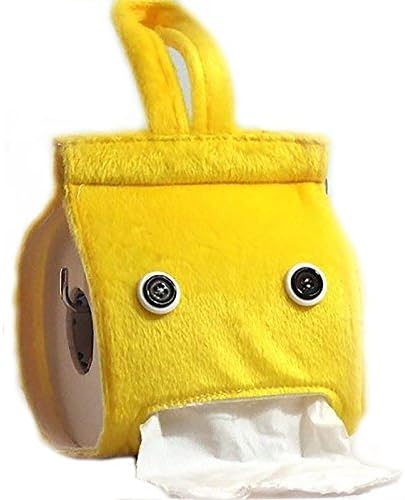 Honice Creative Hanging Tissue Holder Paper Holder Dispenser Cover Plush Cloth Toilet Paper Container Box (6 Colors Optional) (Yellow)