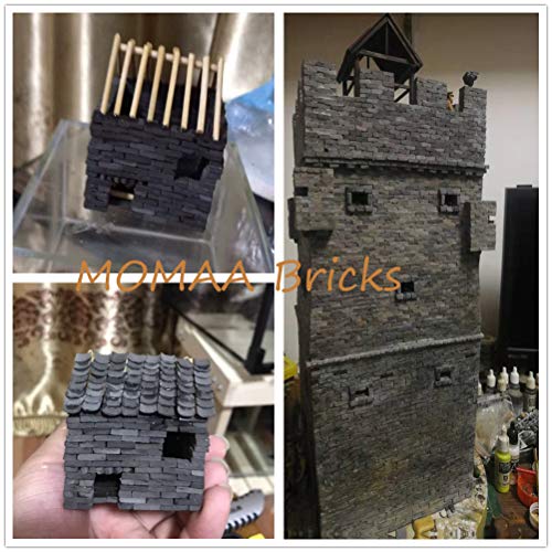 MOMAA 1/16 Miniature Brick-Scale Wall Bricks Mini Bricks Model Sand Table Micro Landscape Accessories DIY Dollhouse Bricks Diorama Fairy Garden (red+Grey) (Gray) - Image 4