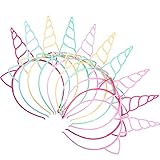 Blulu 18 Pieces Plastic Unicorn Headbands Unicorn Horn Headband Fancy Dress Cosplay Decoration Supplies for Party (Light Colors)
