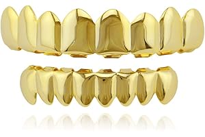 OOCC 18K Gold Plated Hip Hop Caps Custom Fit Top & Bottom Grillz Set Teeth Grills Mouth