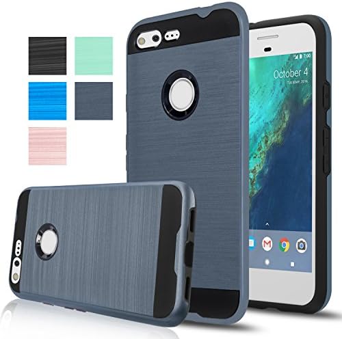 Google Pixel Xl Case,Aomax Hard Silicone Rubber Hybrid Armor Shockproof Protective Holster Cover Case For Google Pixel VLS Metal Slate
