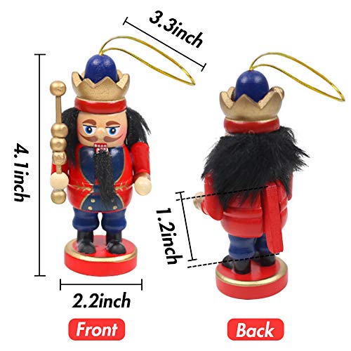 Christmas Nutcracker Ornaments Set, 6PCS Collectible Wooden Christmas Nutcrackers for Christmas Decor, 4 Inch Tall