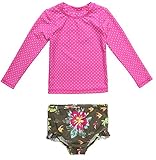 CharmLeaks Baby Girls' Long Sleeve Dot Rash Guard Set UV Sun Protection Swim Set
