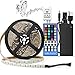 SUPERNIGHT Flexible LED Strip Light - 16.4 Ft 5050 RGBW 300LEDs 44key Music IR Controller Waterproof Color Changing Full Kit with 24V 3A Power Supply for Holiday Party Decoration