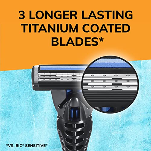 BIC Flex 3 Hybrid Disposable Razors for Men, Longlasting 3Blade