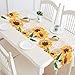 InterestPrint Sunflowers Cotton Table Runner Placemat 16 x 72 inch, Sunny Floral Table Linen Cloth for Office Kitchen Dining Wedding Party Home Decor