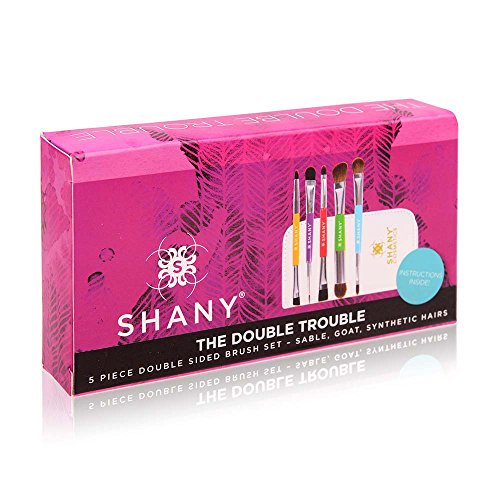 SHANY 5 Piece Double Sided Essential Brush Set with Travel Pouch, The Double Trouble