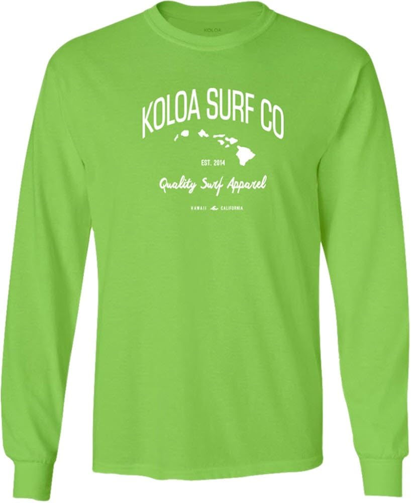 Joe's USA Koloa Surf Long Sleeve Islands Logo Heavy Cotton T-Shirts. Regular, Big & Tall