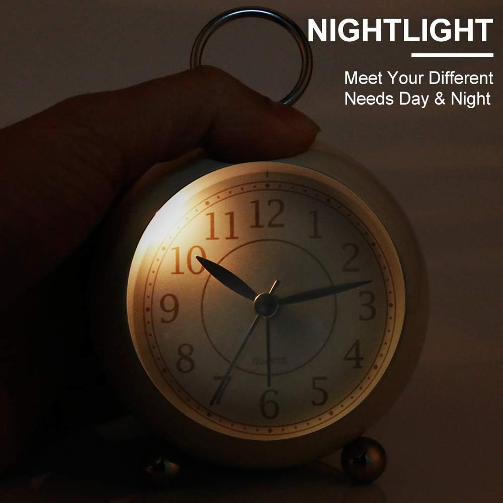 Neucox Silent Bedside Clocks Battery Operated Non Ticking Desk Clock Analogue Alarm Clock Bedroom Retro Alarm Clock Simple Loud Vintage Alarm Clocks with Light Large Display for Heavy Sleepers Office - Image 4