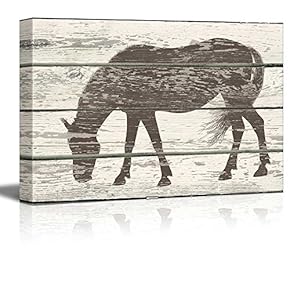 Grazing Horse Silhouette Artwork Rustic