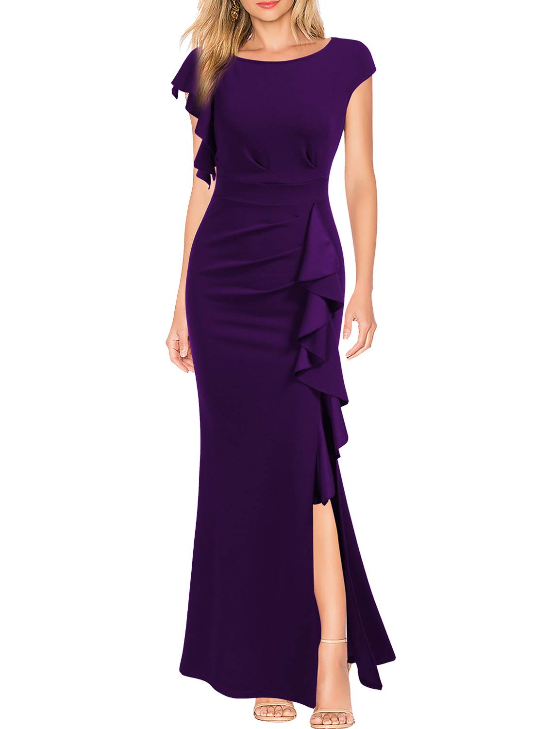 Photo 1 of *MINOR DAMAGE - USED*
WOOSEA Women's Split Bodycon Mermaid Evening Cocktail Long Dress Purple