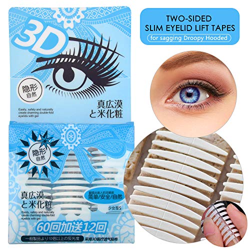 3D Japanese Imported Eye Lids Lift Strips Instantly, Ultra Invisible Double Eyelid Tapes for Heavy Saggy Droopy Hooded Single Uneven Eyelids, Charming Rounder Eyes, Medical Self-adhesive Fiber