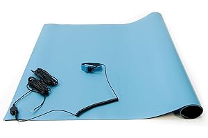 Bertech -ESD High Temperature Mat Kit, 18 Inches Wide x 30 Inches Long x 0.08 Inches Thick, Blue, Includes a Wrist Strap and Grounding Cord, RoHS and REACH Compliant (Assembled in USA) Product Name