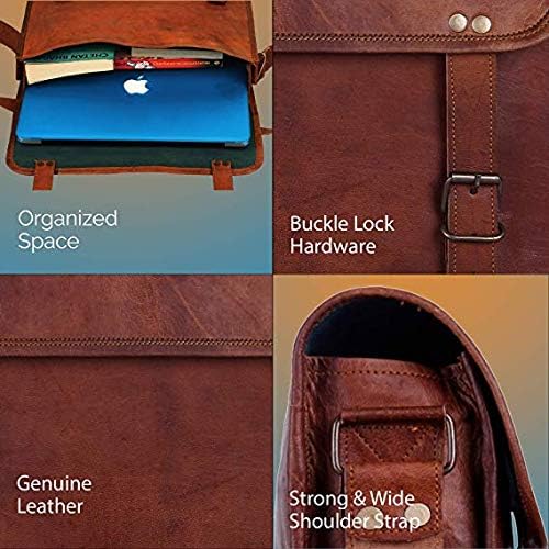 ALASKA EXPORTS Laptop Messenger Bags With Adjustable Strap Vintage Leather Computer Bag, Brown, 11X15 - Image 3