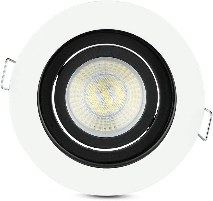 V-TAC Spotlight Holder Recessed Round Metal White Swivel 15° Gu10, 100mm - Image 3