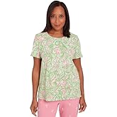 Alfred Dunner Key Item Paisley Cotton Short Sleeve Top