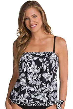 24th & Ocean East Coast Plus Size Bandeau Blouson Tankini ...