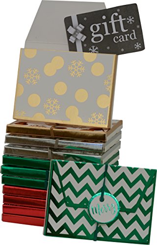Gift card holder, envelope box with elastic and tag, assorted christmas designs in assorted colors, pack of 12 boxes