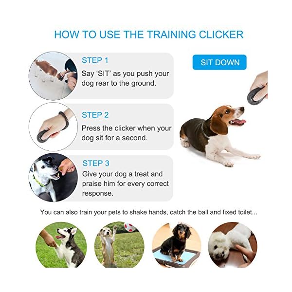 Diyife Dog Clicker, [4 PCS, Multi-Color] Dog Training Clicker with Wrist Strap for Dog Cat Horse Clickers for Dog…