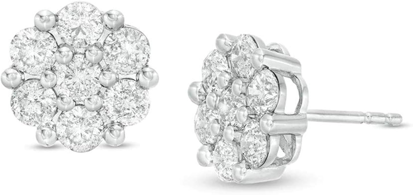 2 CT. T.W. Round Cut Clear D/VVS1 Diamond Floral Stud